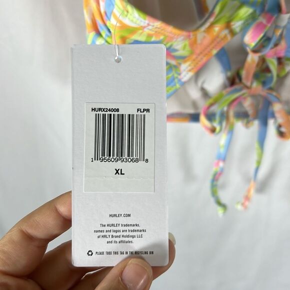 Hurley Bikini Top Tropical Stringy Size XL NWT Pastel Colors - Picture 5 of 5